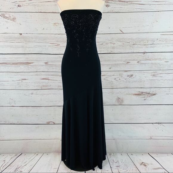 A Fortiori strapless black dress beaded long - Picture 1 of 7